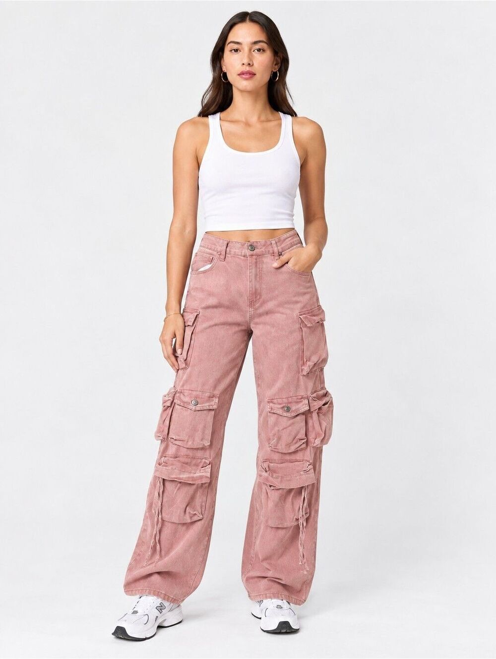 VIP JEANS Pink Cargo Pants Size 13/31 with Multiple Pockets